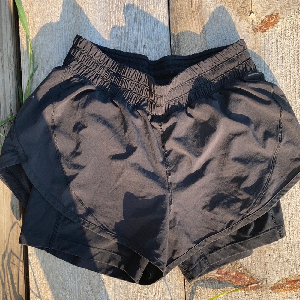 Black lululemon shorts with spandex attached